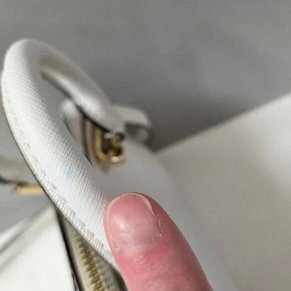 Michael Kors Purse White Saffiano Leather Jet Set Small Satchel Crossbody Bag - Picture 8 of 16